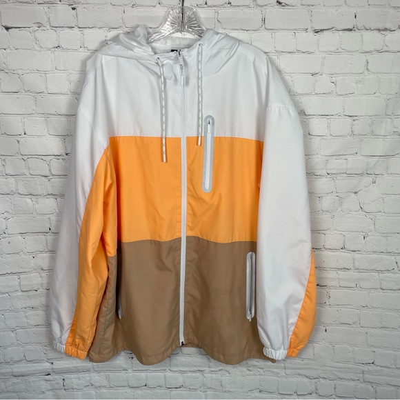 CSG White, Orange And Tan Full Zip Hooded Windbreaker Size XL** - Picture 1 of 8